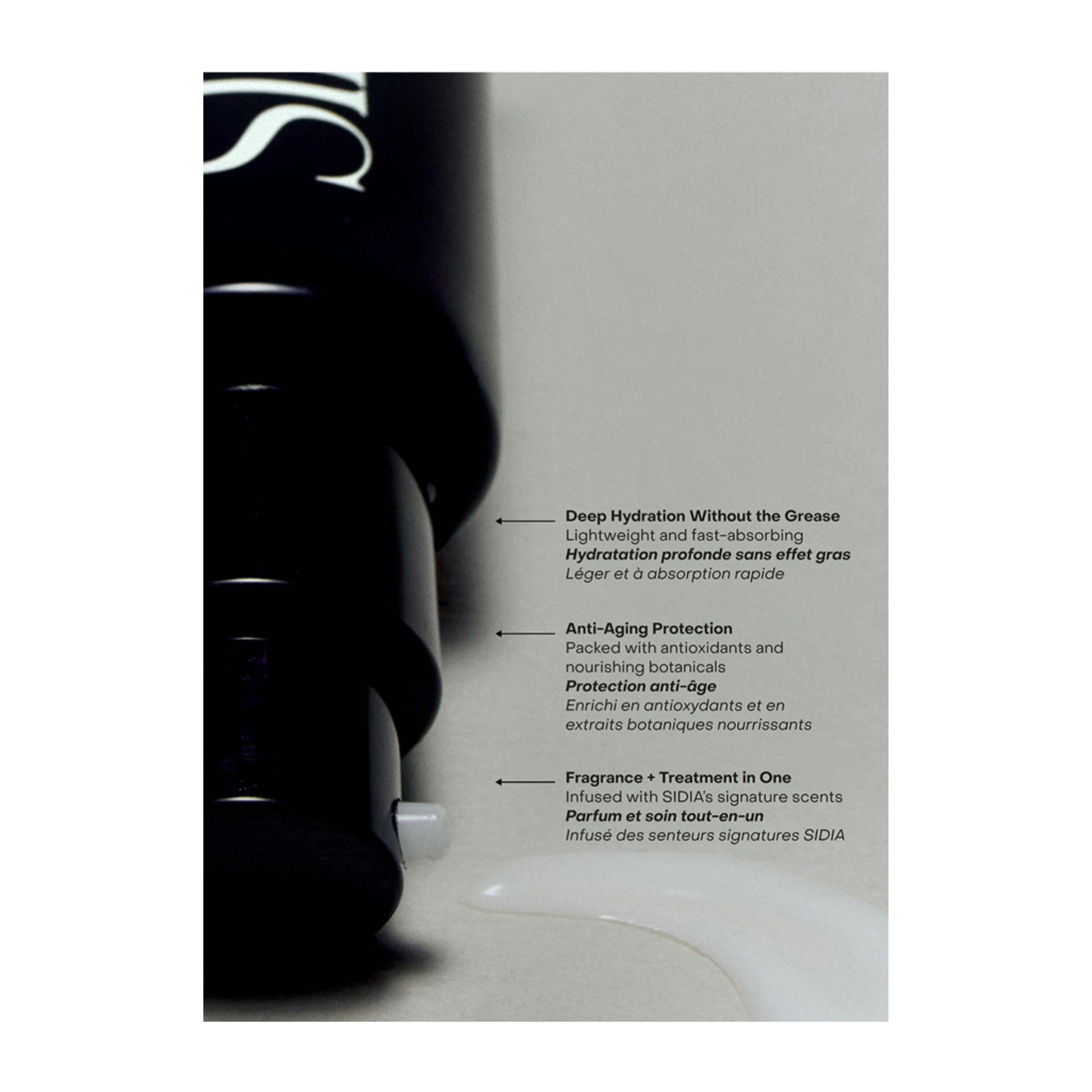 Product packaging with text on a white background