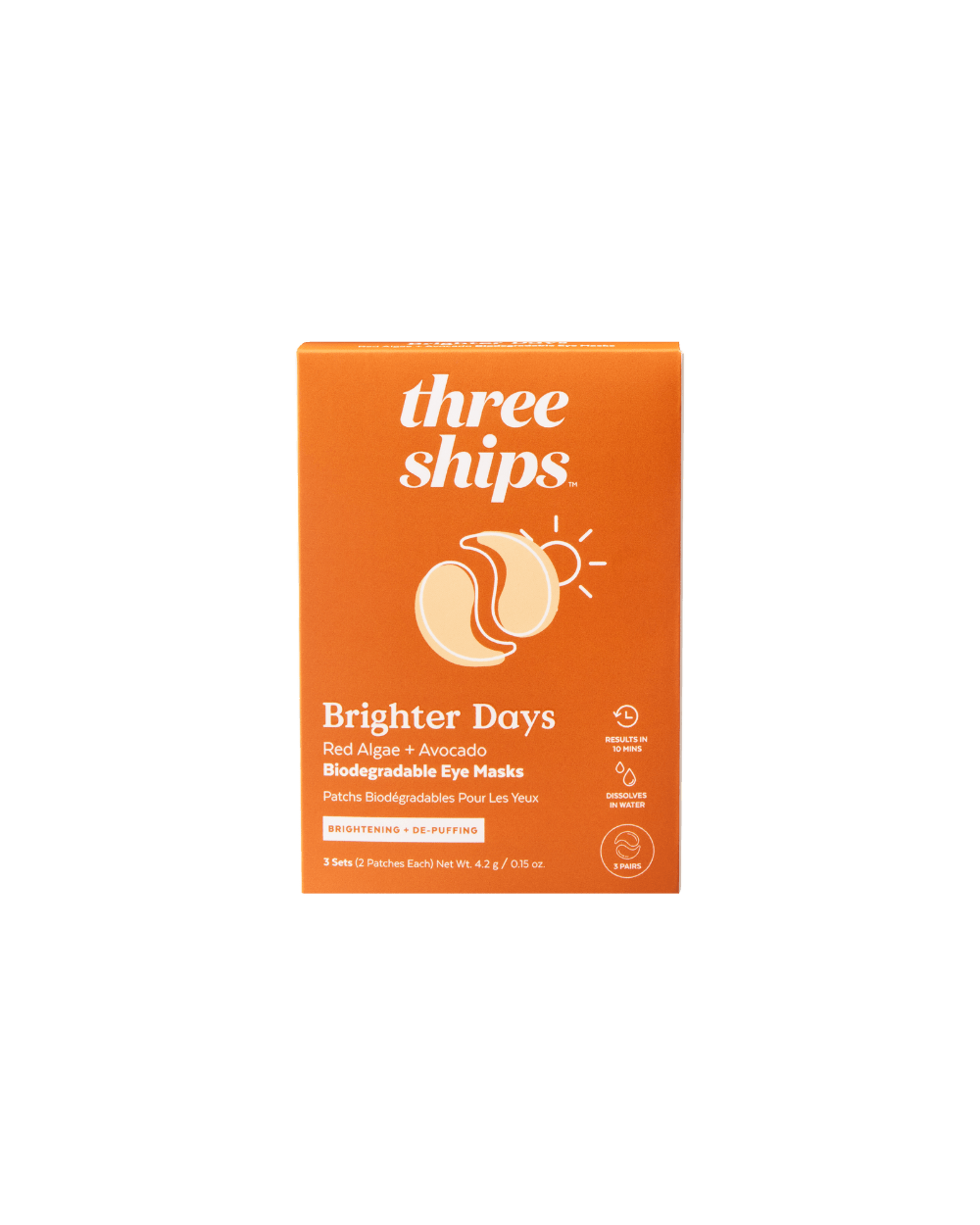 Three Ships Essentiels Brighter Days Algae & Avocado Biodegradable Eye Masks