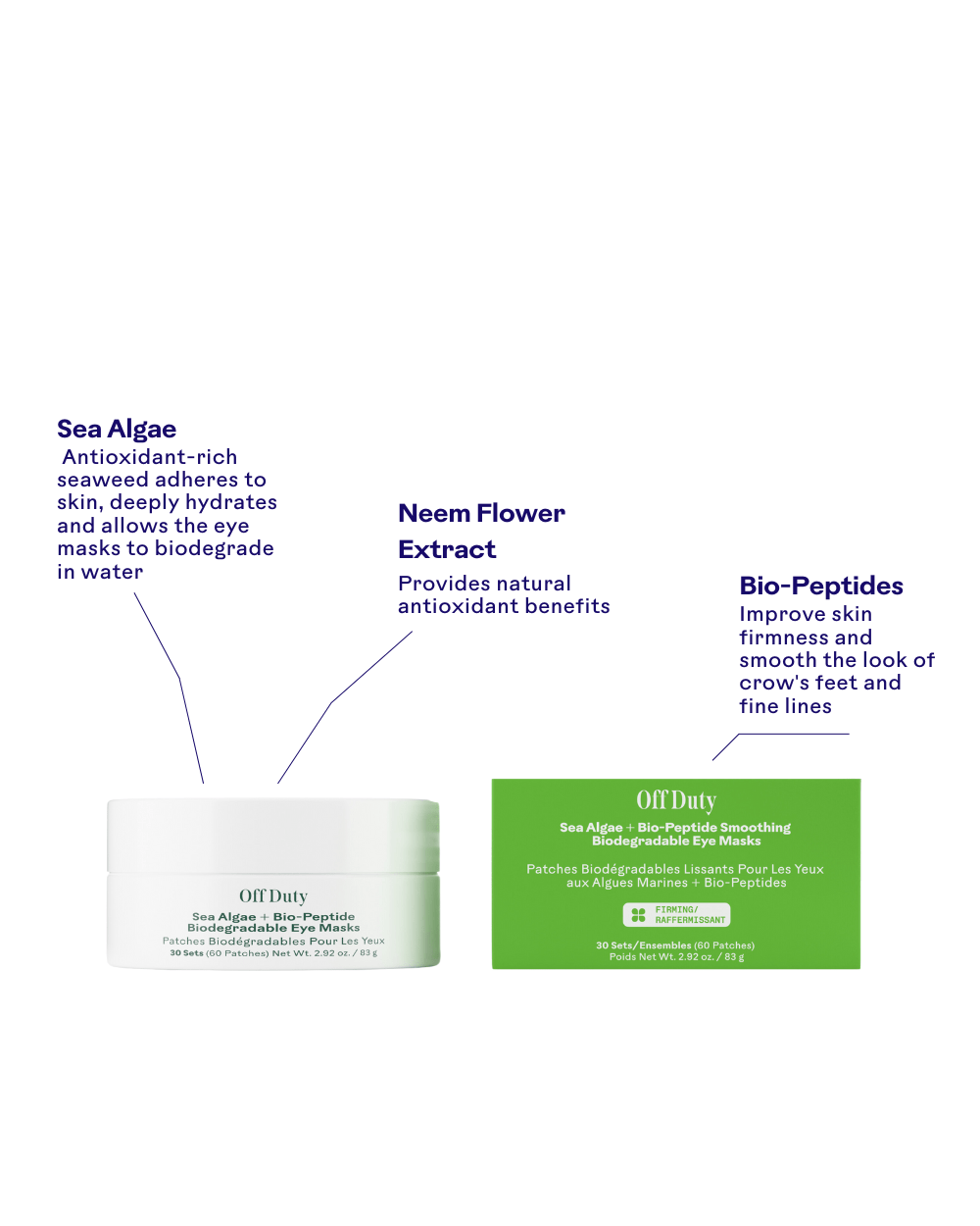 Three Ships Essentiels Off Duty Sea Algae + Bio-Peptide Smoothing Biodegradable Eye Masks